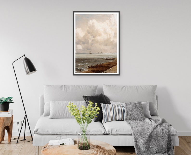 Vintage Coastal Wall Art Seascape Oil Painting Muted Nautical Etsy