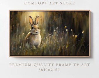 Easter Frame TV Art Samsung Frame TV Spring Frame Easter Bunny Antique Easter Rabbit Spring Wildflower Bunny Painting Vintage Nursery Decor