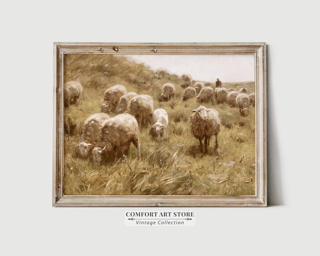 Vintage Wall Art Print Oil Painting Antique Printable Muted Rustic ...