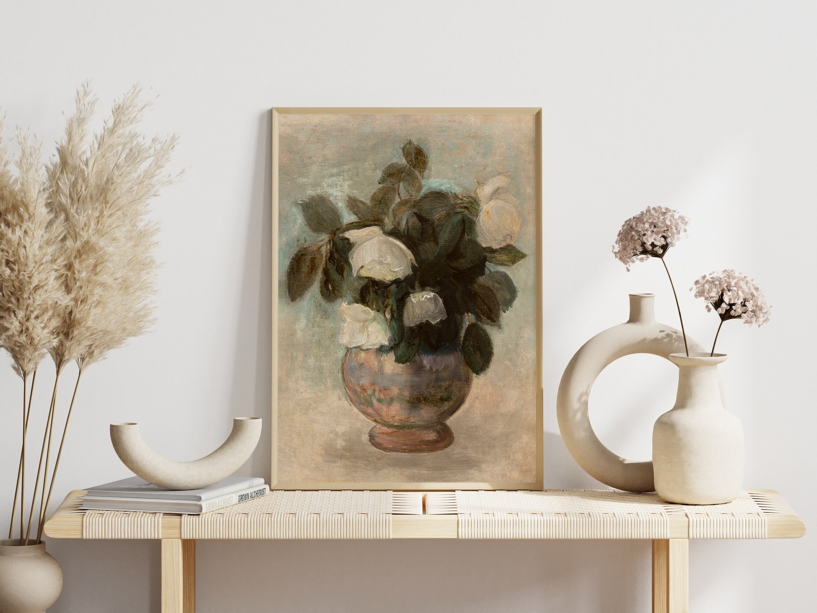 Vintage Roses Print Bouquet Wall Art Botanical Oil Painting Antique ...