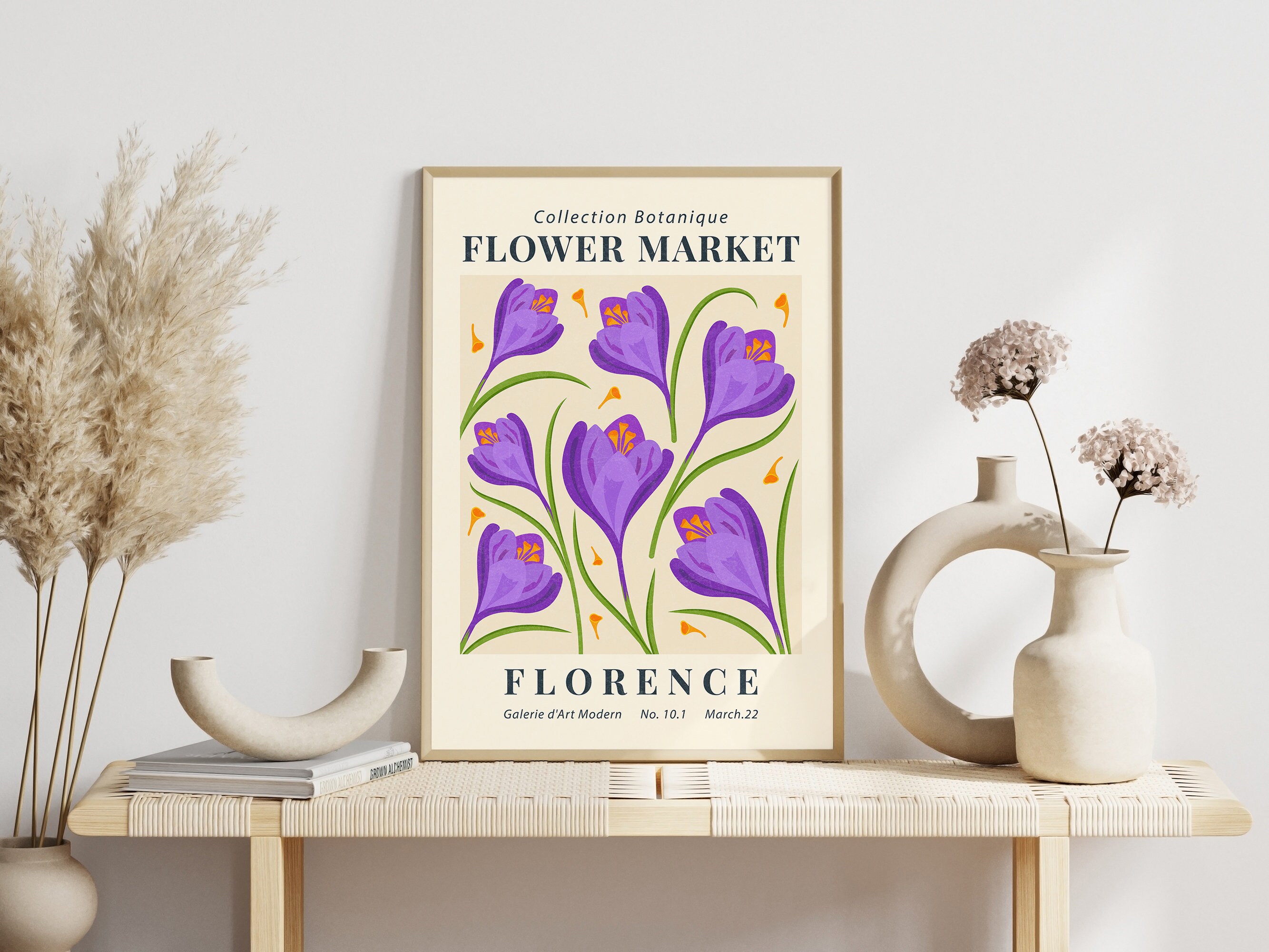 Flower Market Print Set of 9 Gallery Wall Art Retro Botanical Floral ...
