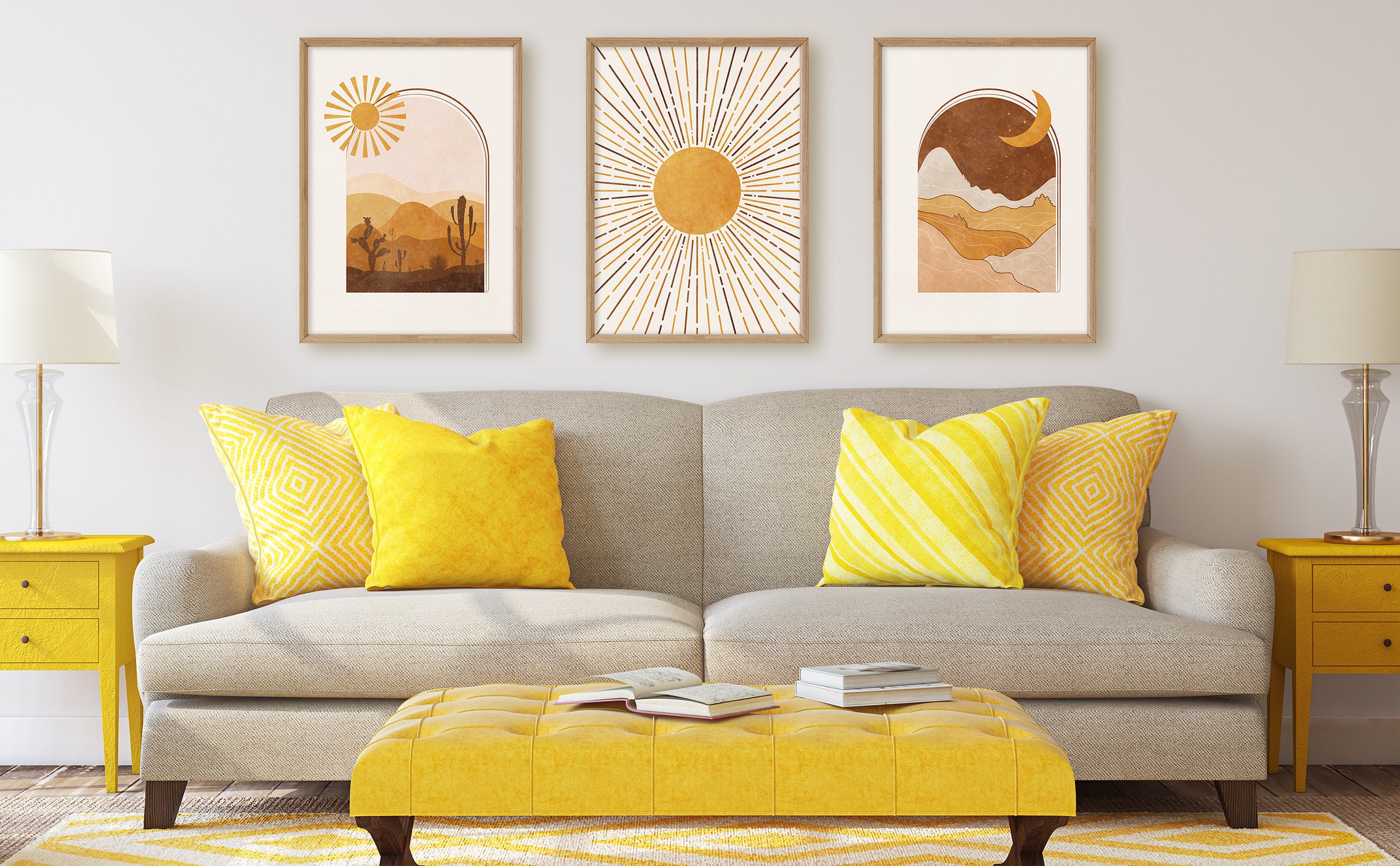 Boho Wall Art Set of 3 Prints Boho Landscape Boho Wall Decor | Etsy