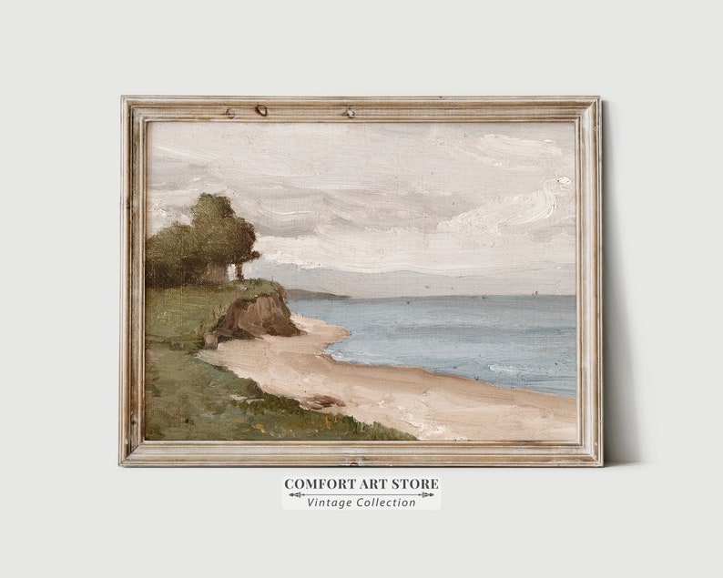 Vintage Coastal Wall Art Print Seascape Scenery Painting Etsy