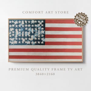 Independence Day Frame TV Art Samsung Frame Tv 4th of July Print Vintage American Flag Patriotic USA Oil Painting Retro USA Flag Download