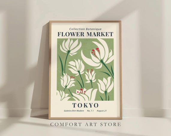 Flower Market Print Wall Art Spring Flowers Tokyo Floral Art Printable Botanical Gallery Wall Art Museum Exhibition Poster Modern Room Decor