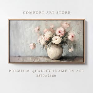 Vintage Spring Frame TV Art Samsung Frame TV Muted Pink Floral Frame TV Antique Pastel Flower Painting Vintage Botanical Farmhouse Decor Art