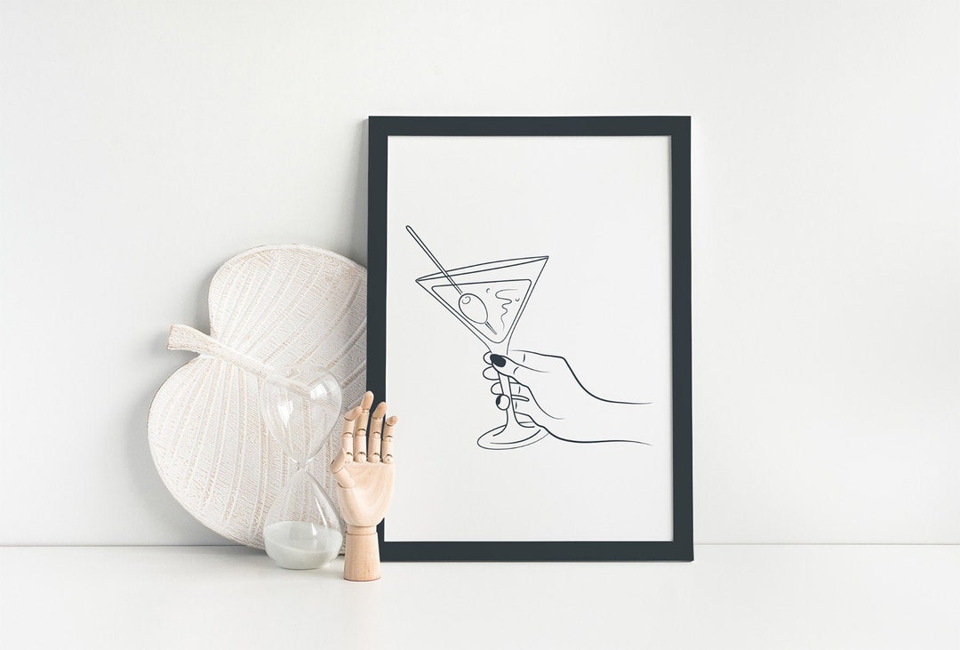 Martini Woman Art Print Martini Line Art Print Line Drawing Martini