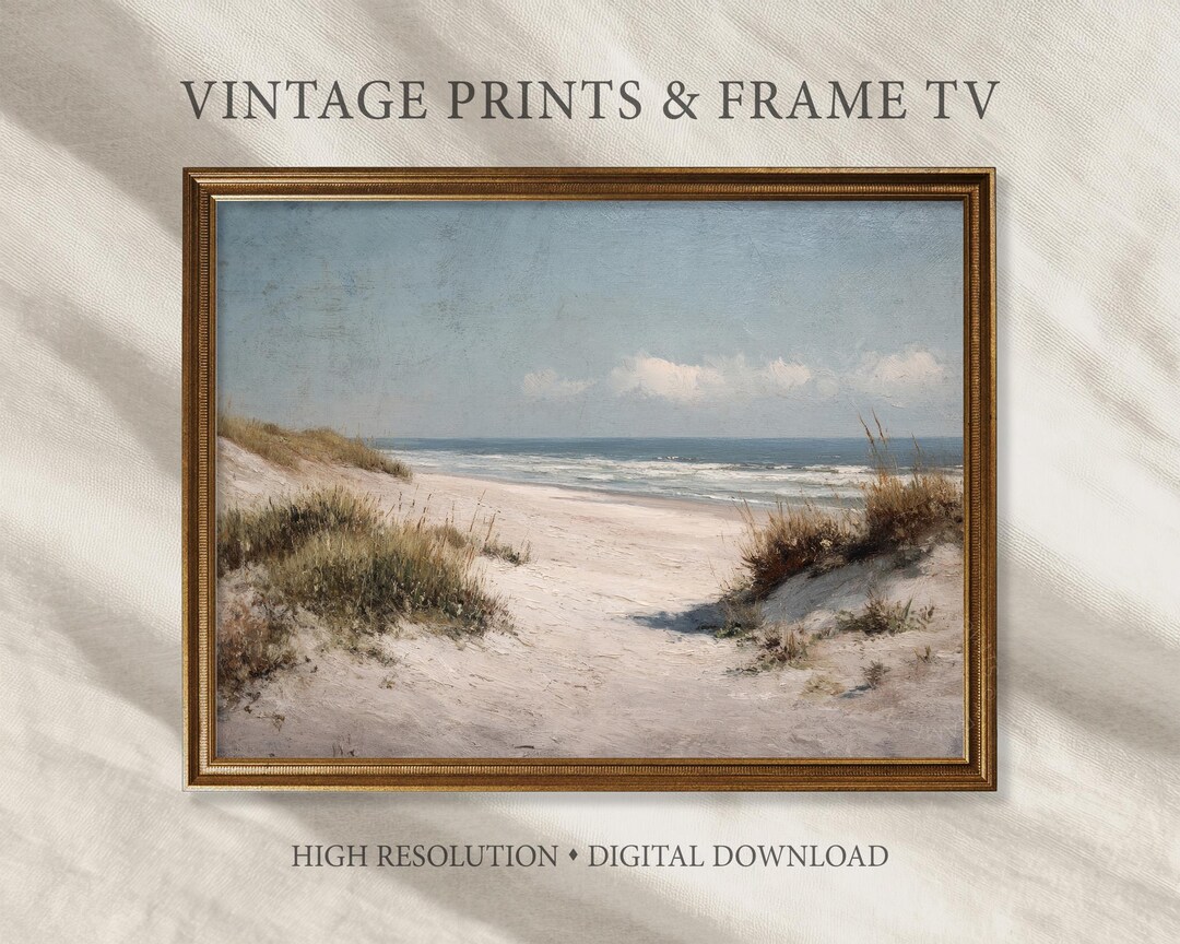 Coastal Beach Landscape Wall Art, Sand Dune Path to Ocean Painting ...