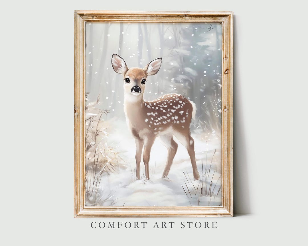 Vintage Christmas Deer Print Christmas Wall Art Winter Printable ...