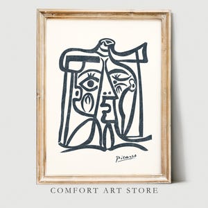Picasso Print Pablo Picasso Portrait Abstract Woman Printable Museum Exhibition Poster Black Tone Minimalist Line Wall Art Signed Home Decor