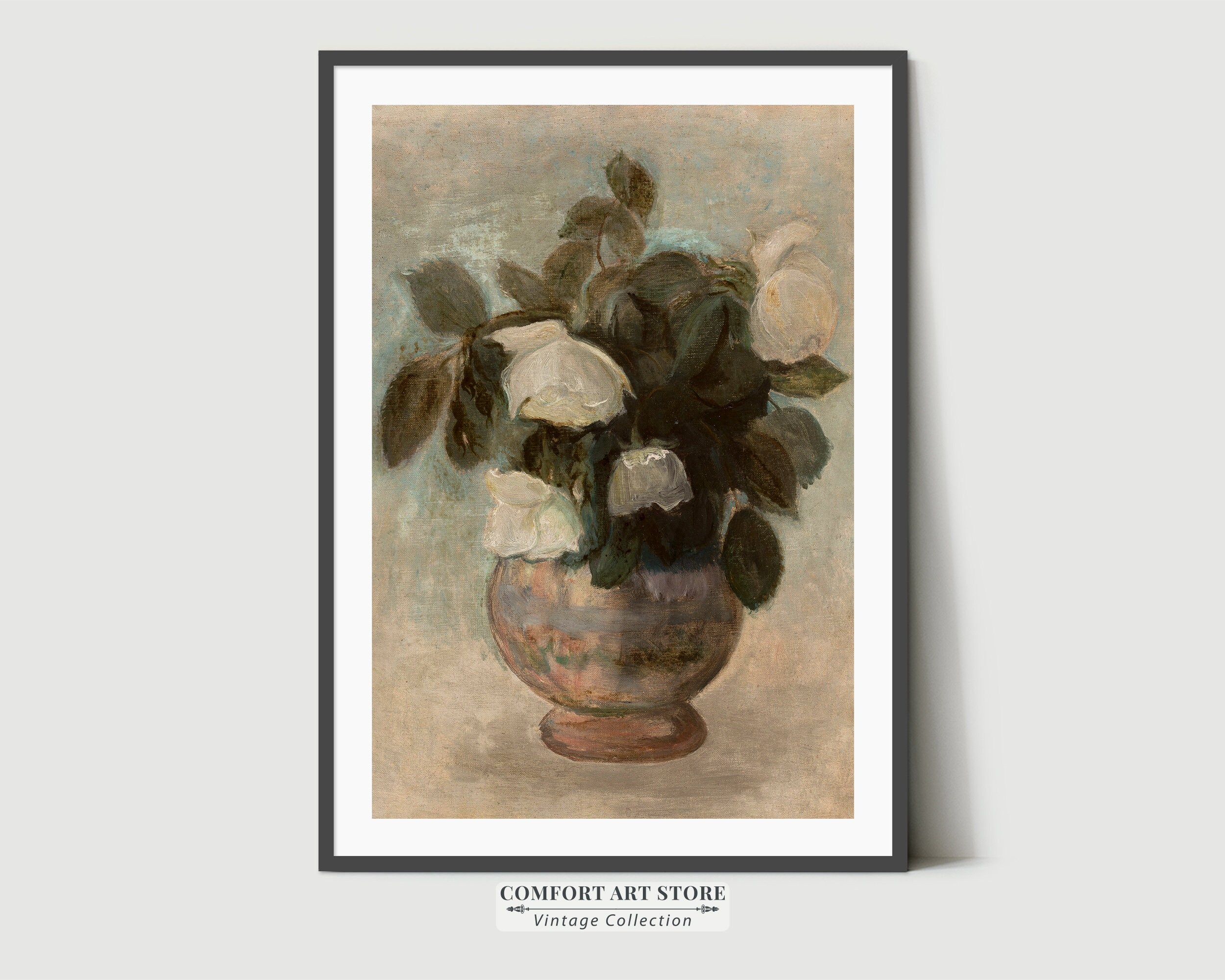 Vintage Roses Print Bouquet Wall Art Botanical Oil Painting Antique ...