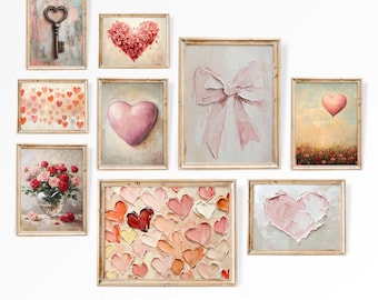 Vintage Valentine's Day Prints: Romantic Wall Art Set of 9 (PDF Download)