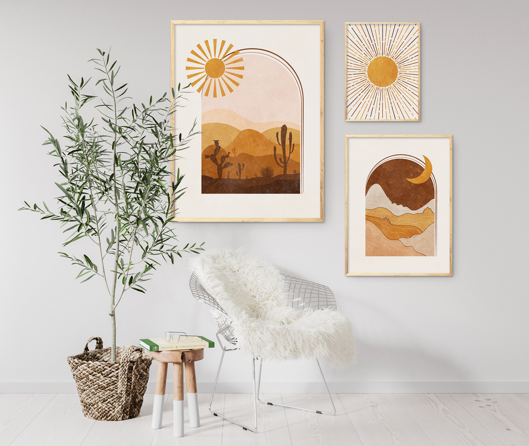 Boho Wall Art Set of 3 Prints Boho Landscape Boho Wall Decor | Etsy