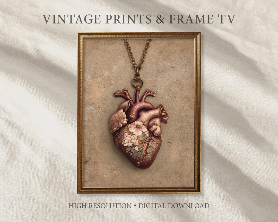 Valentines Day Wall Art Print Pink Anatomical Heart Locket Romantic ...