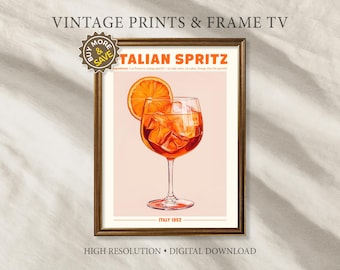 Lámina de cóctel Spritz italiano: Arte de bebidas vintage retro (Descarga digital)