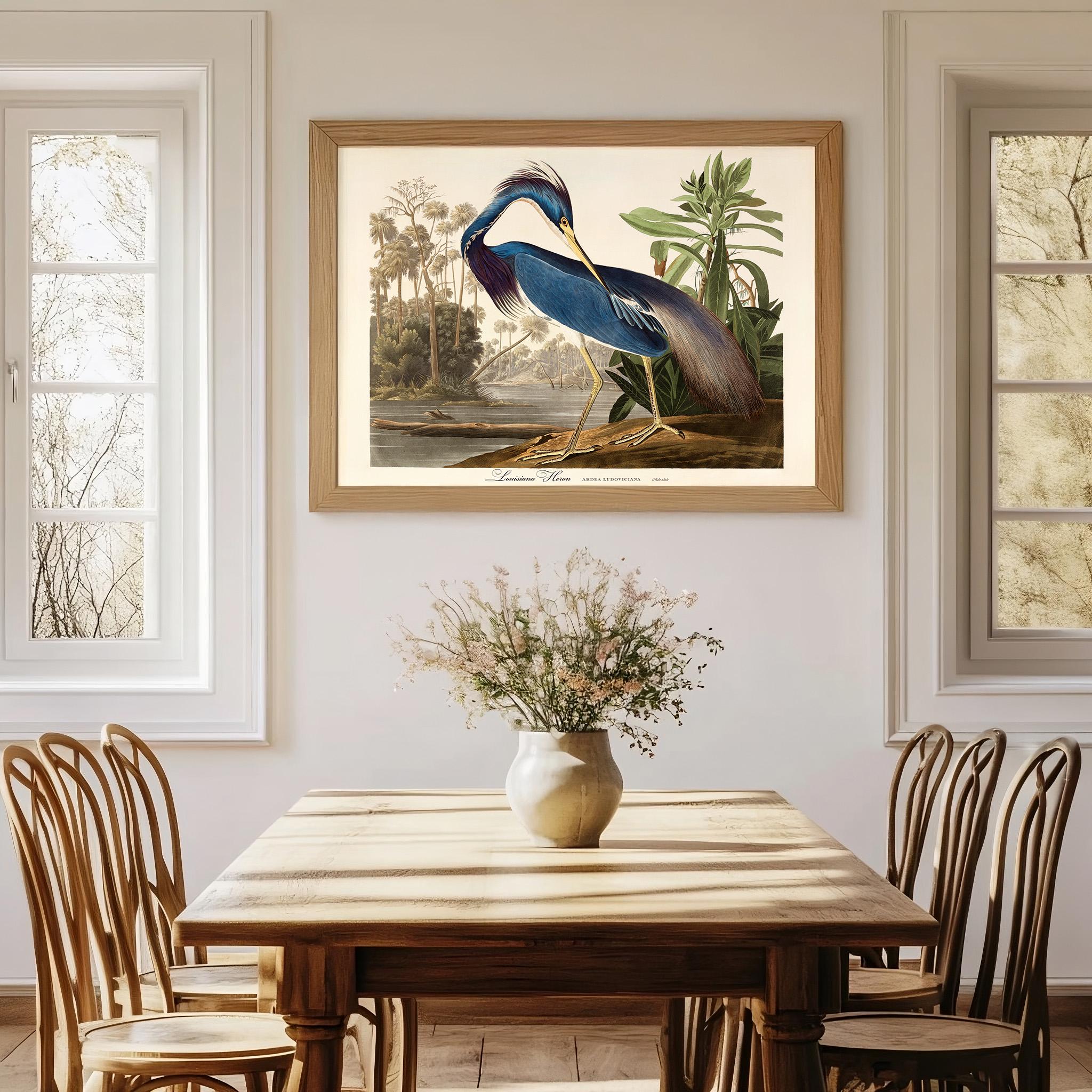 John Audubon Bird Print Retro Louisiana Heron Gallery Wall Art Poster ...