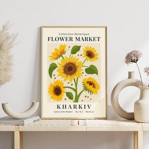 Flower Market Print Set of 9 Gallery Wall Art Retro Botanical Floral ...