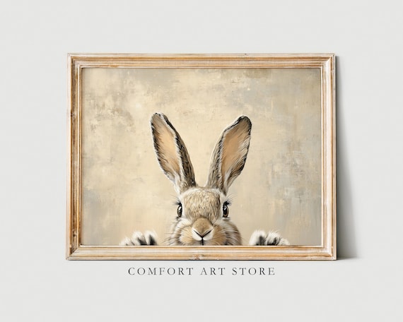 Easter Printable Art Easter Bunny Print Easter Rabbit Ears Spring Painting Easter Bunny Paws Nursery Wall Art Vintage Easter Decor Bunny Art