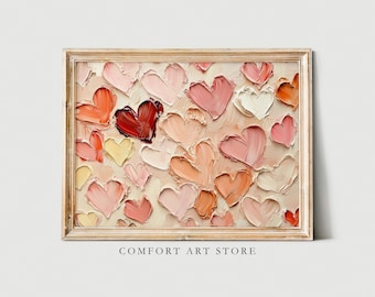 Vintage Hearts Oil Painting Print: Romantic Valentine's Day Decor (Digital Download)