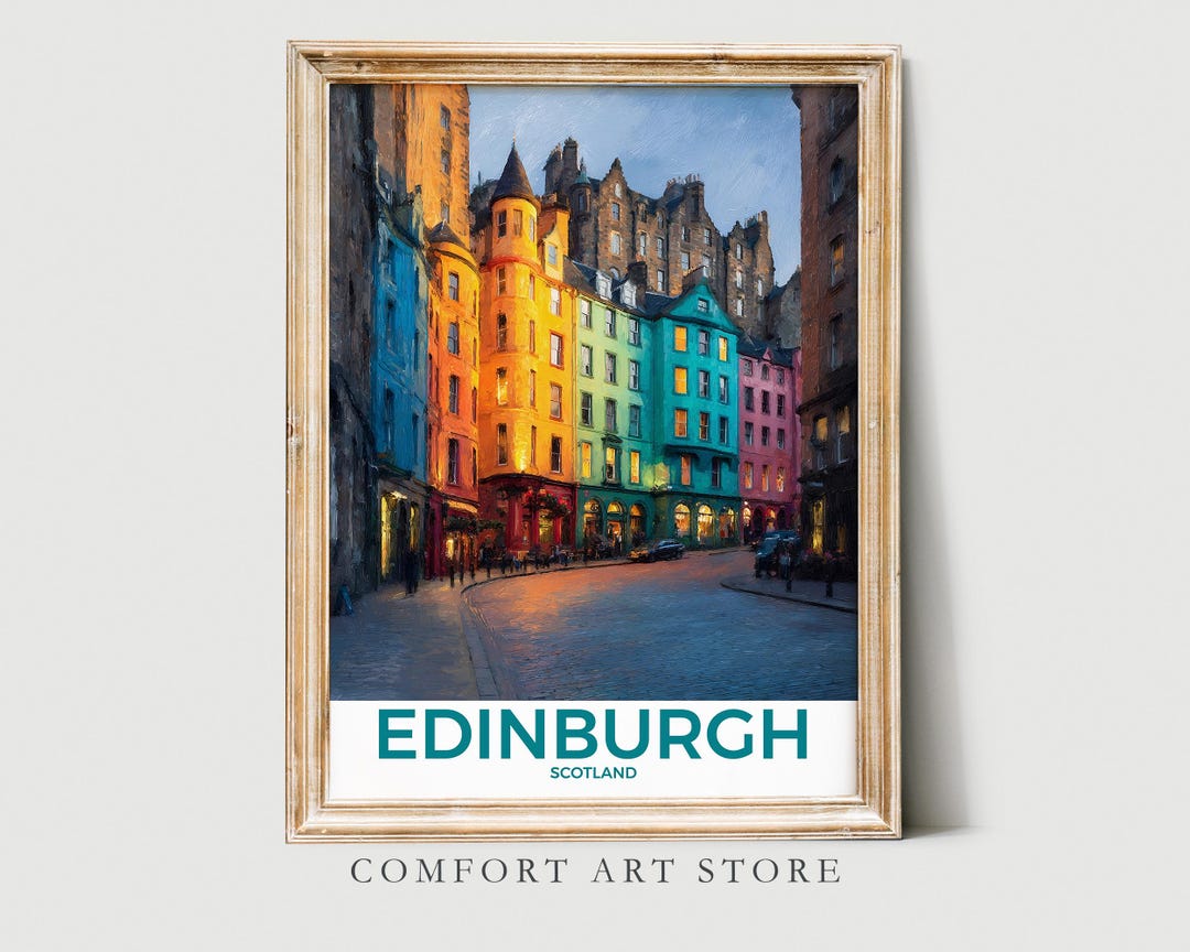 Vintage City Wall Art Cityscape Print Neutral Edinburgh Street Scotland ...