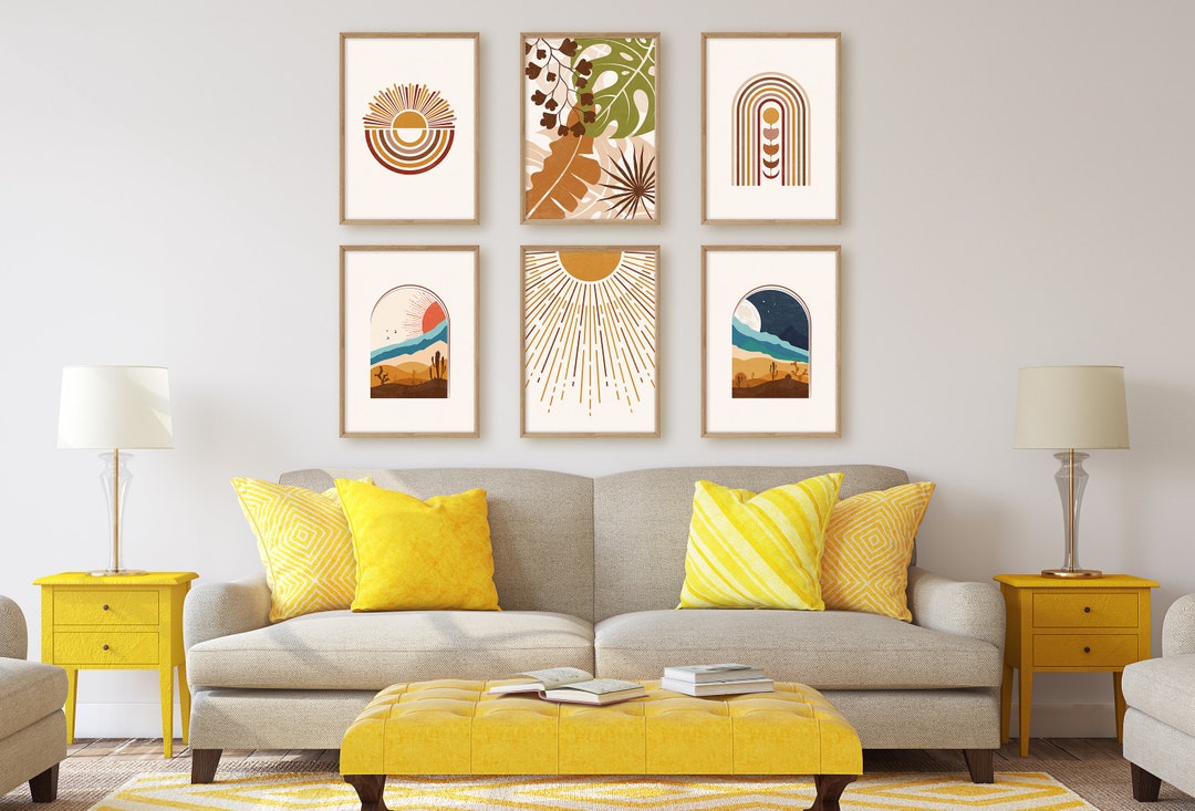 Wall Art Set of 6 Prints Abstract Boho Art Set Gallery Wall - Etsy