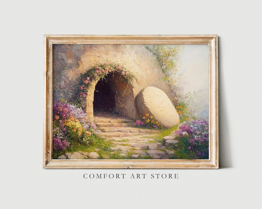Easter Wall Art Resurrection Jesus Easter Printable He is Risen Vintage ...