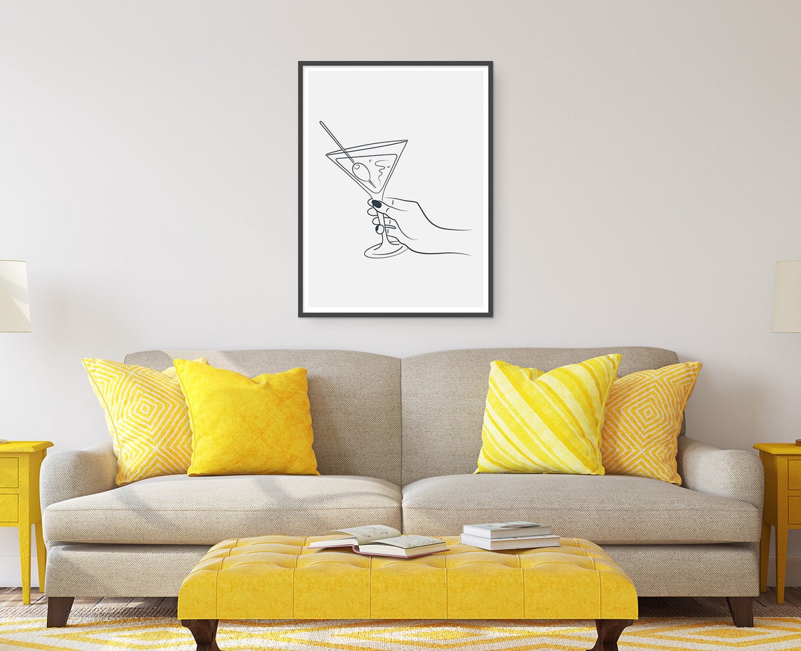 Martini Woman Art Print Martini Line Art Print Line Drawing Etsy