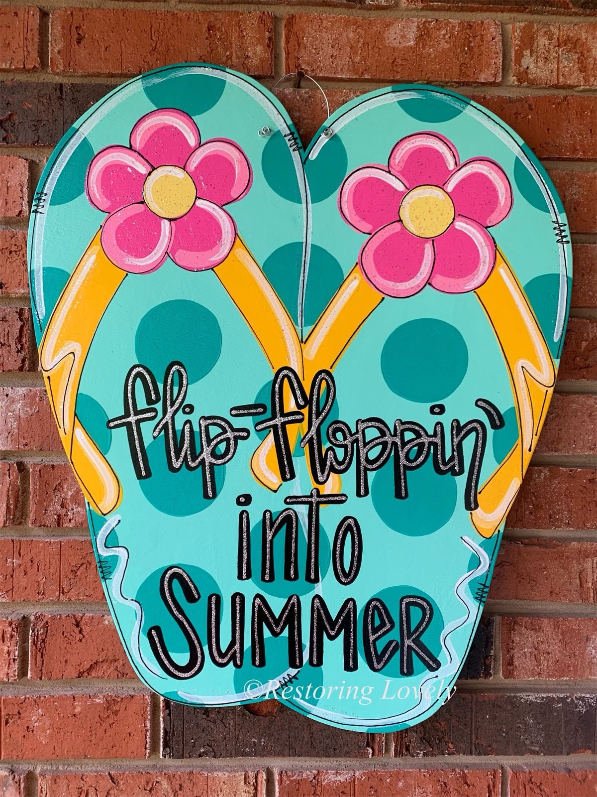 Flip Flop Summer Door Hanger, Hand-painted Wood Sign - Etsy