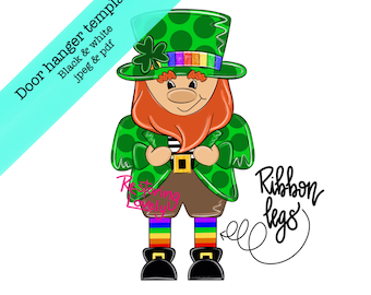 TEMPLATE, St. Patricks door hanger template, leprechaun door hanger template, gnome template, diy digital door hanger