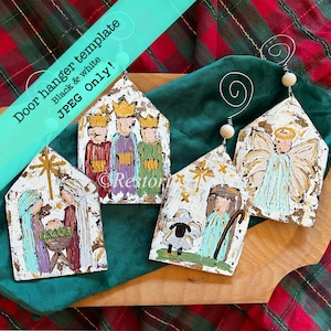 Template, nativity ornament template bundle, manger template, Christmas template, diy digital download