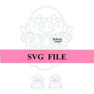 SVG file, Halloween ghost door hanger SVG, whimsical ribbon leg SVG, laser cut file