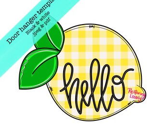 Lemon Door Hanger Template, DIY Summer Decor (PDF & JPEG)