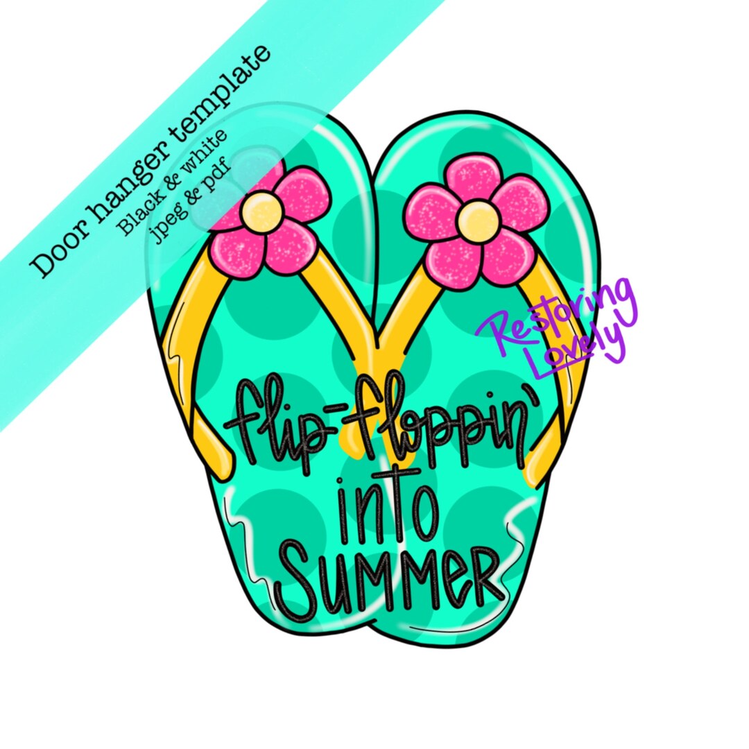 Template, Summer Flip Flop Door Hanger Template, Whimsy Front Porch ...