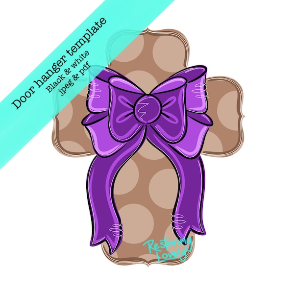 Cross Door Hanger Template, Easter Bow, Spring Decor (PDF & JPEG)