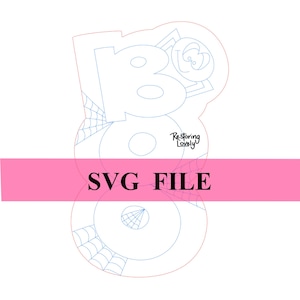 SVG file, Halloween Boo spider door hanger SVG, whimsical holiday template SVG, laser cut file