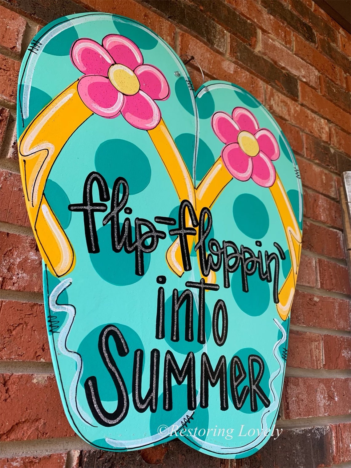 Flip Flop Summer Door Hanger, Hand-painted Wood Sign - Etsy