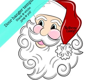Template, vintage Santa face door hanger template, Christmas template, st nick template, Mr. Claus template, diy digital download