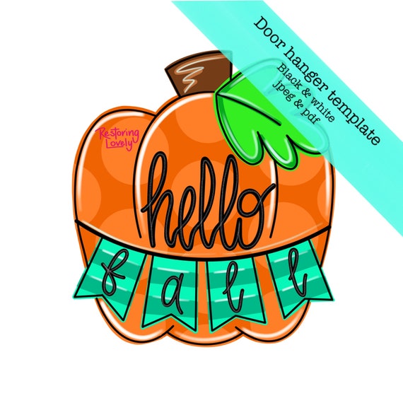 TEMPLATE, Pumpkin door hanger template, hello fall diy decor