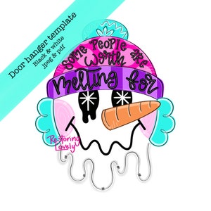 Template, snowman door hanger template, winter template, funny template, melting snowman template, diy digital door hanger downloadable