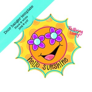 SZABLON, letni szablon wieszaka na drzwi, szablon wieszaka na drzwi Sun, szablon Hello Sunshine, cyfrowy wieszak na drzwi DIY