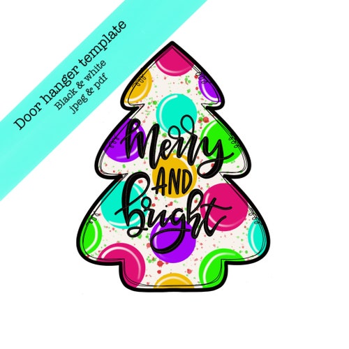 Door Hanger Template merry Christmas Circle - Etsy