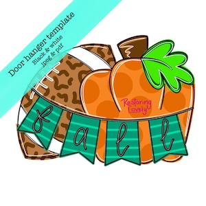 TEMPLATE, Football pumpkin fall door hanger template image 1