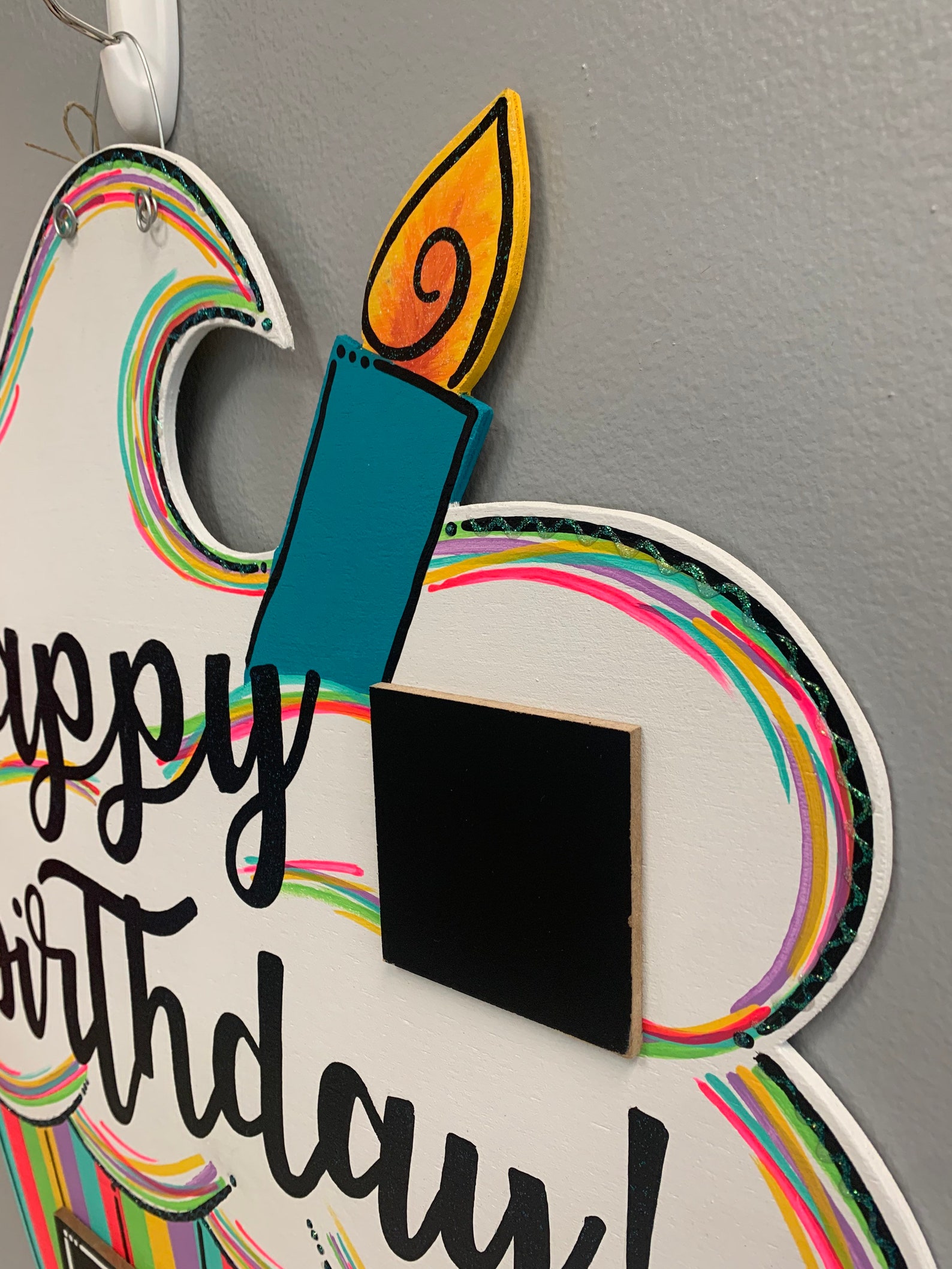 Happy Birthday door hanger cupcake door hanger happy Etsy