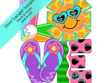 Modelo para enfeite de porta "Amor de Verão", faça você mesmo uma decoração divertida para a varanda.