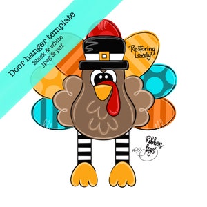 Turkey Door Hanger Template, Fall DIY Decor (PDF & JPEG)