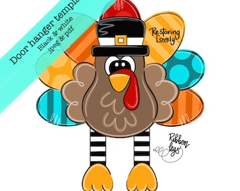 Turkey Door Hanger Template, Fall DIY Decor (PDF & JPEG)