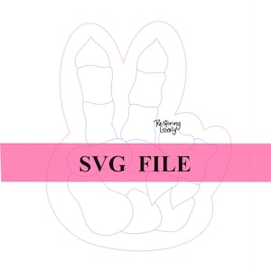 SVG file, Halloween skeleton peace sign hand door hanger SVG, whimsical holiday template SVG, laser cut file