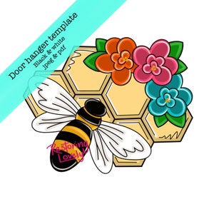 Template, bee door hanger template, flower door hanger template, fall door hanger template, summer template, diy door hanger