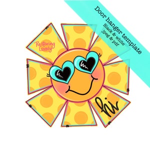 Template, Sun door hanger template, summer door hanger template, sunshine template, diy door hanger