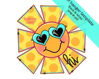 Template, Sun door hanger template, summer door hanger template, sunshine template, diy door hanger